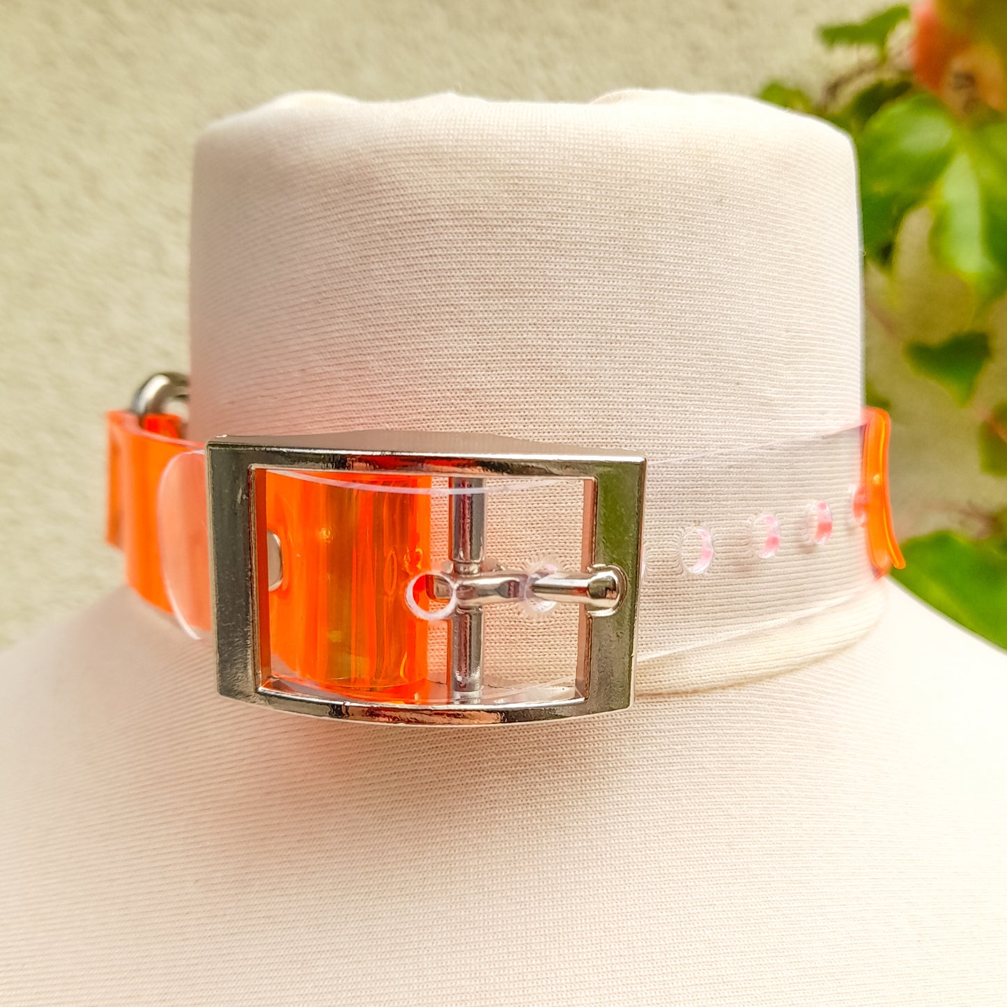 Hedone Orange and Black Heart Ring Martingale Choker