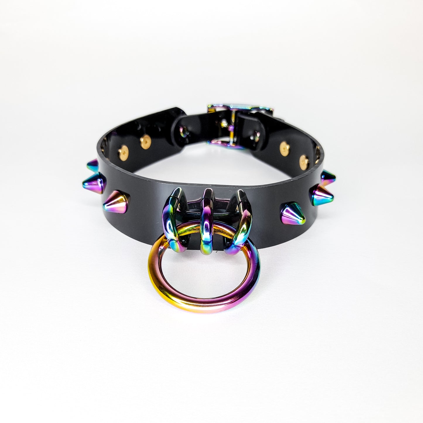 Luna Spiked Rainbow Ring-Halsband