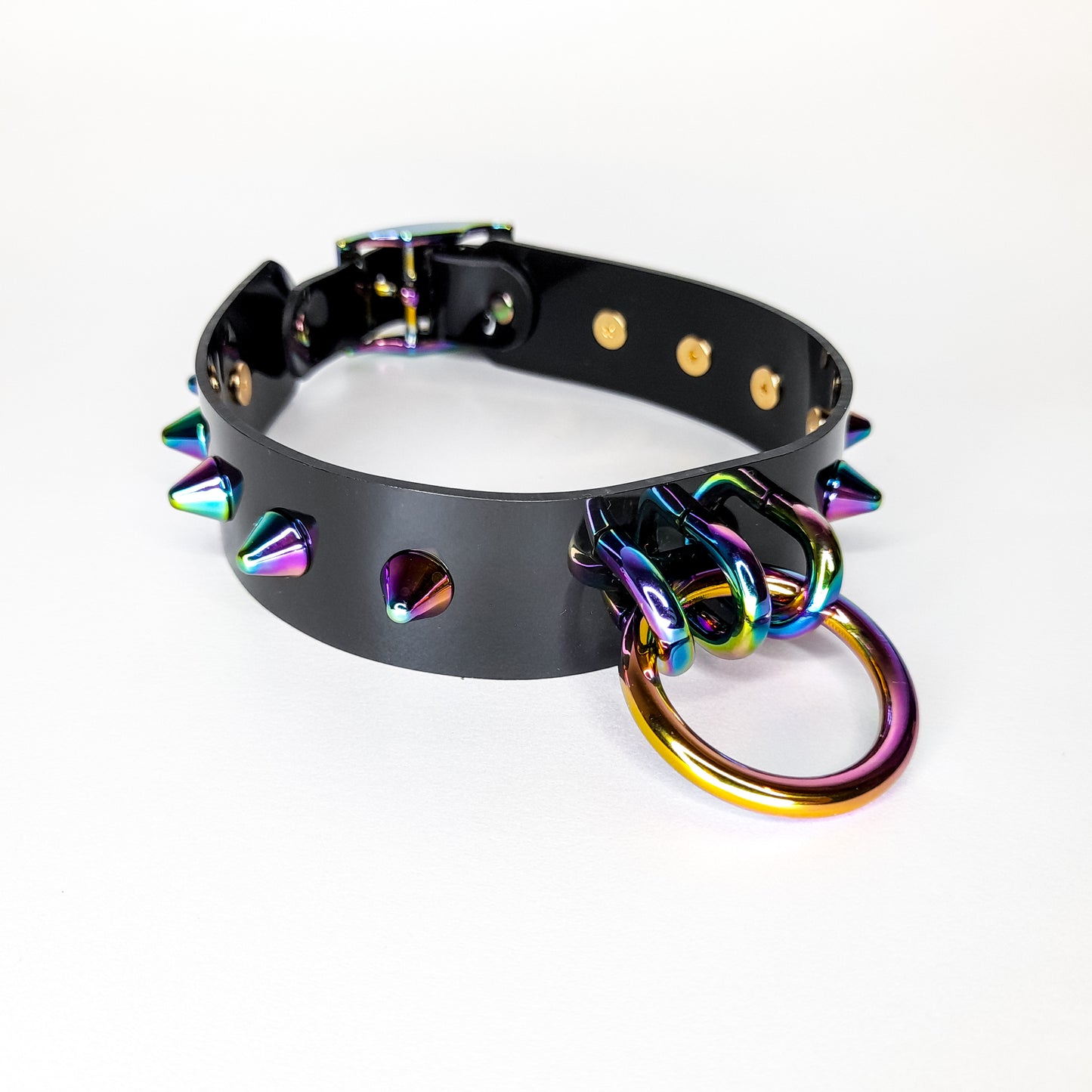 Luna Spiked Rainbow Ring-Halsband