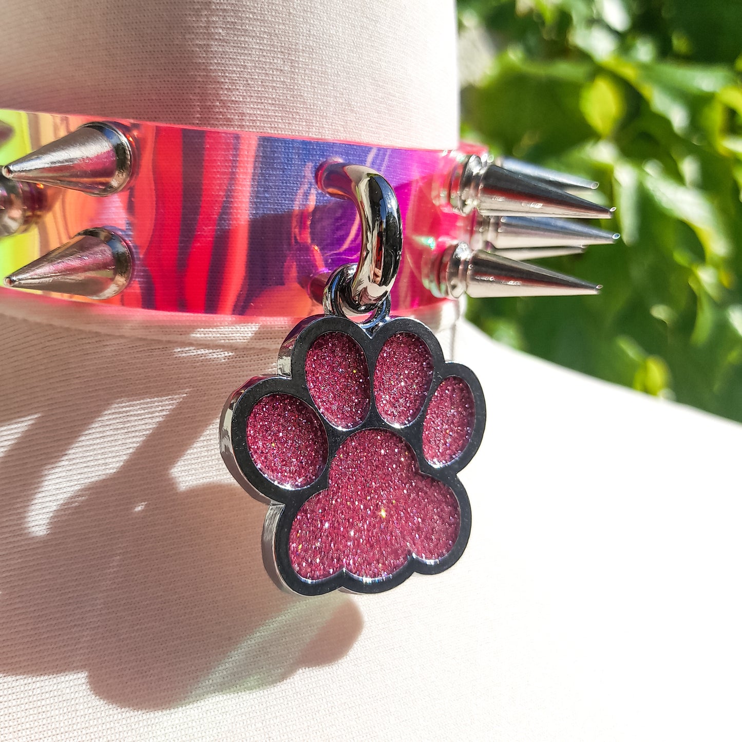 Good Boy Pink Spiked Paw Choker