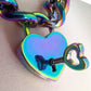 Hecate Rainbow Heart Lock Chain Choker