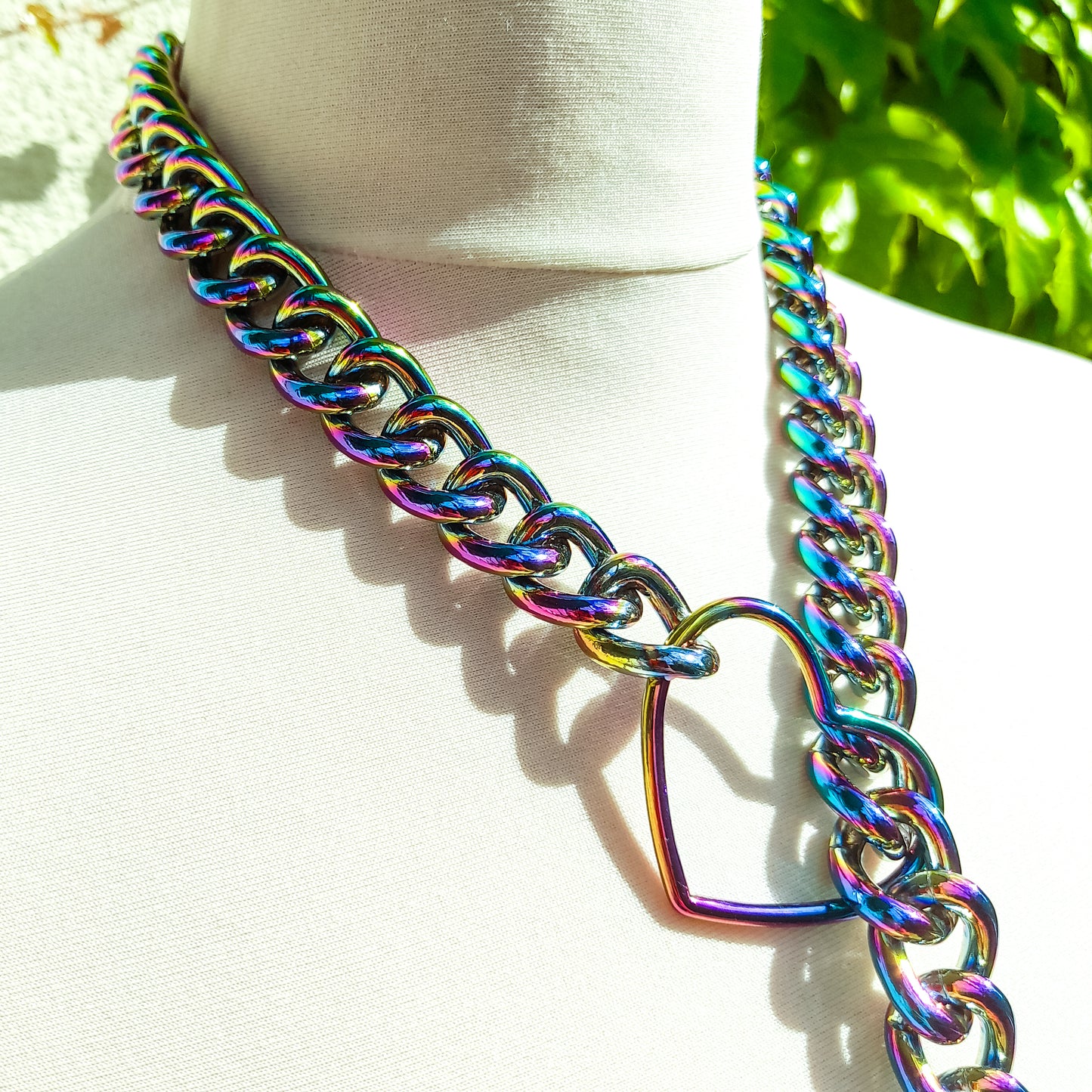 Eros Rainbow Heart Ring Slip Chain Necklace