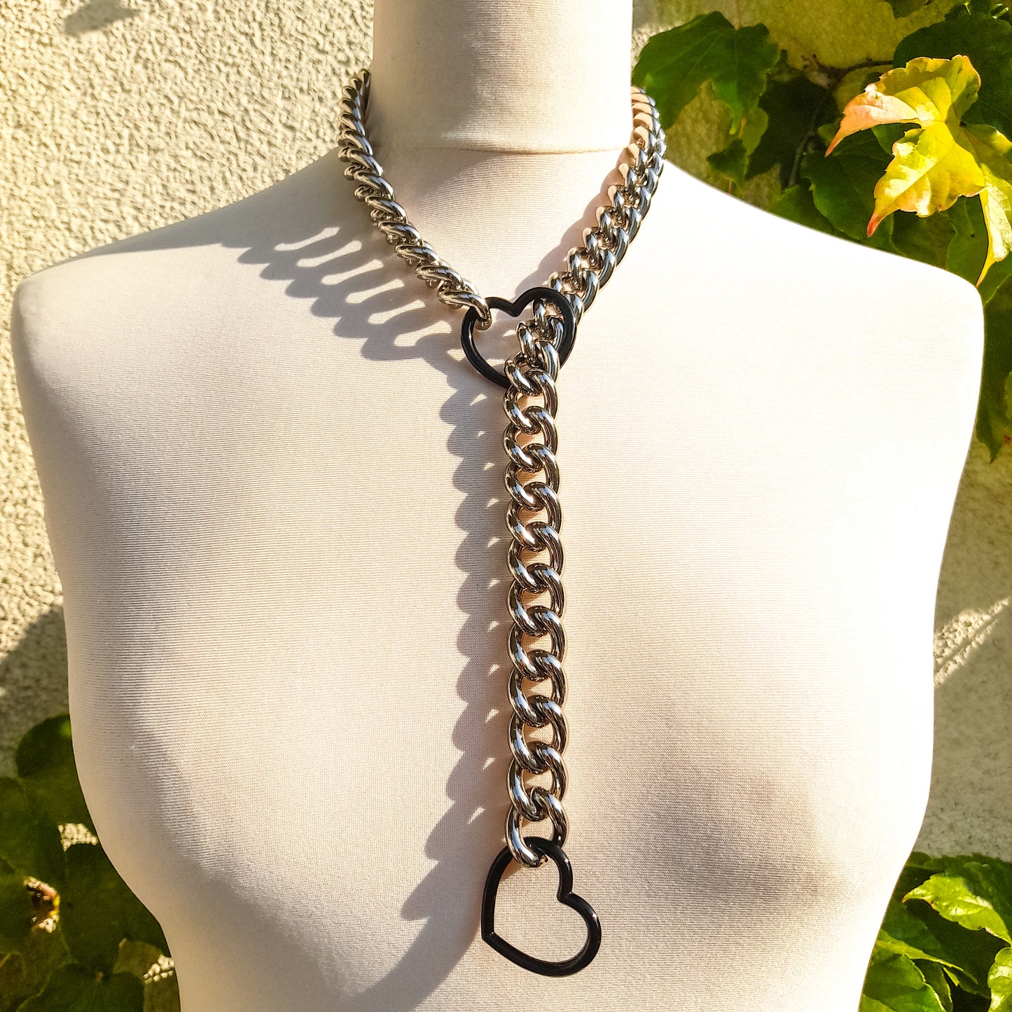 Eros Black Hearts Silver Slip Chain