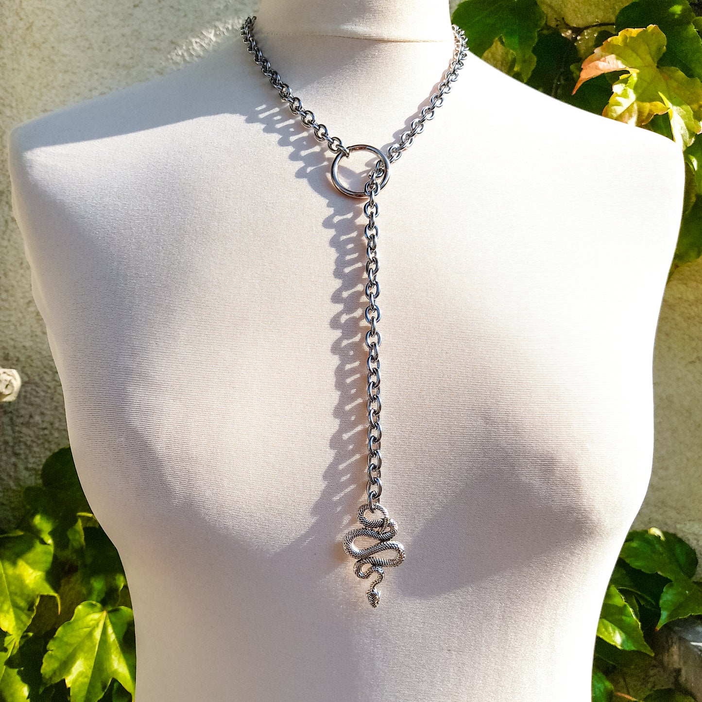 Serpent Silver Slip Chain Necklace