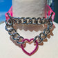 Hedone Pink Heart Ring Martingale Choker