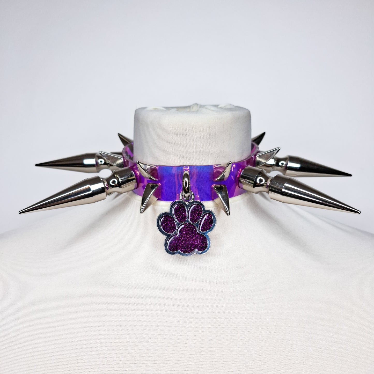 Ruff Purple Spiked Paw Charm Choker