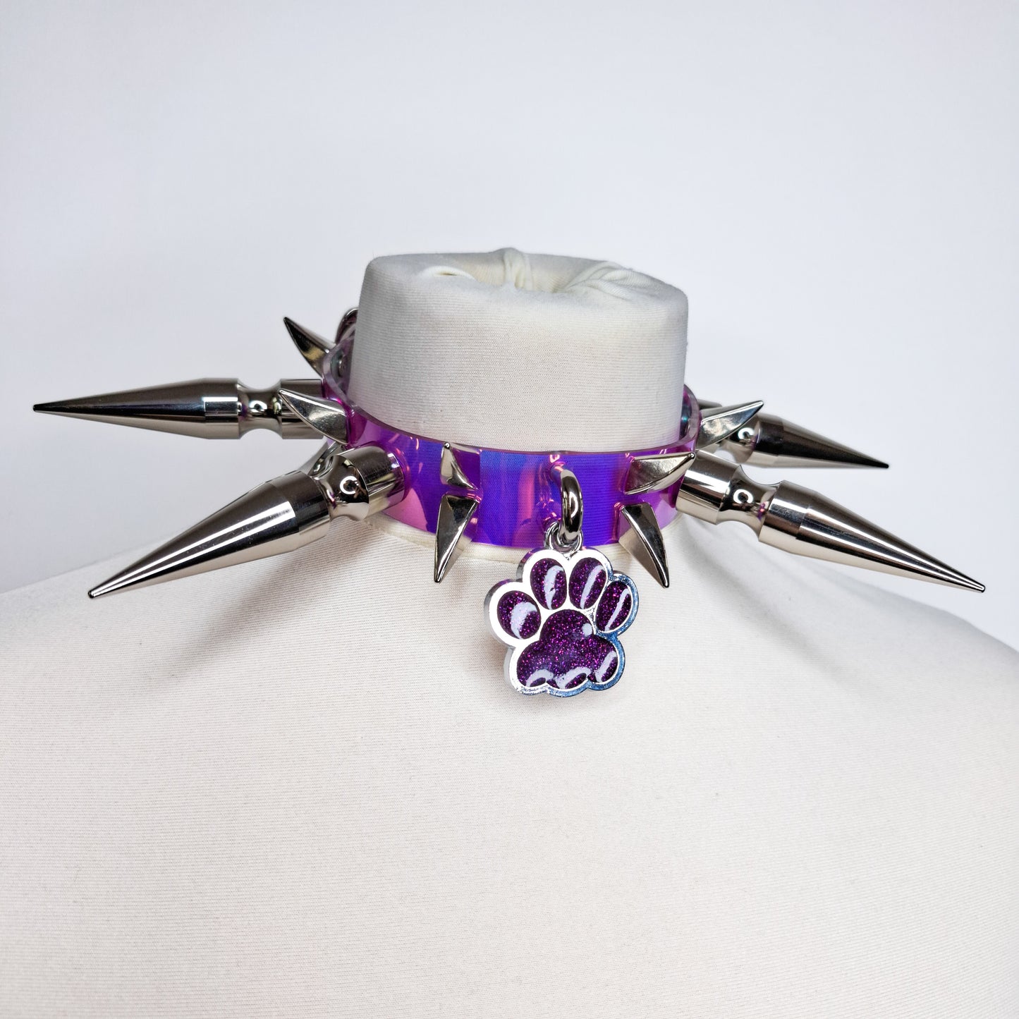 Ruff Purple Spiked Paw Charm Choker