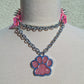 Pink Spiked Martingale Chain Collar Choker