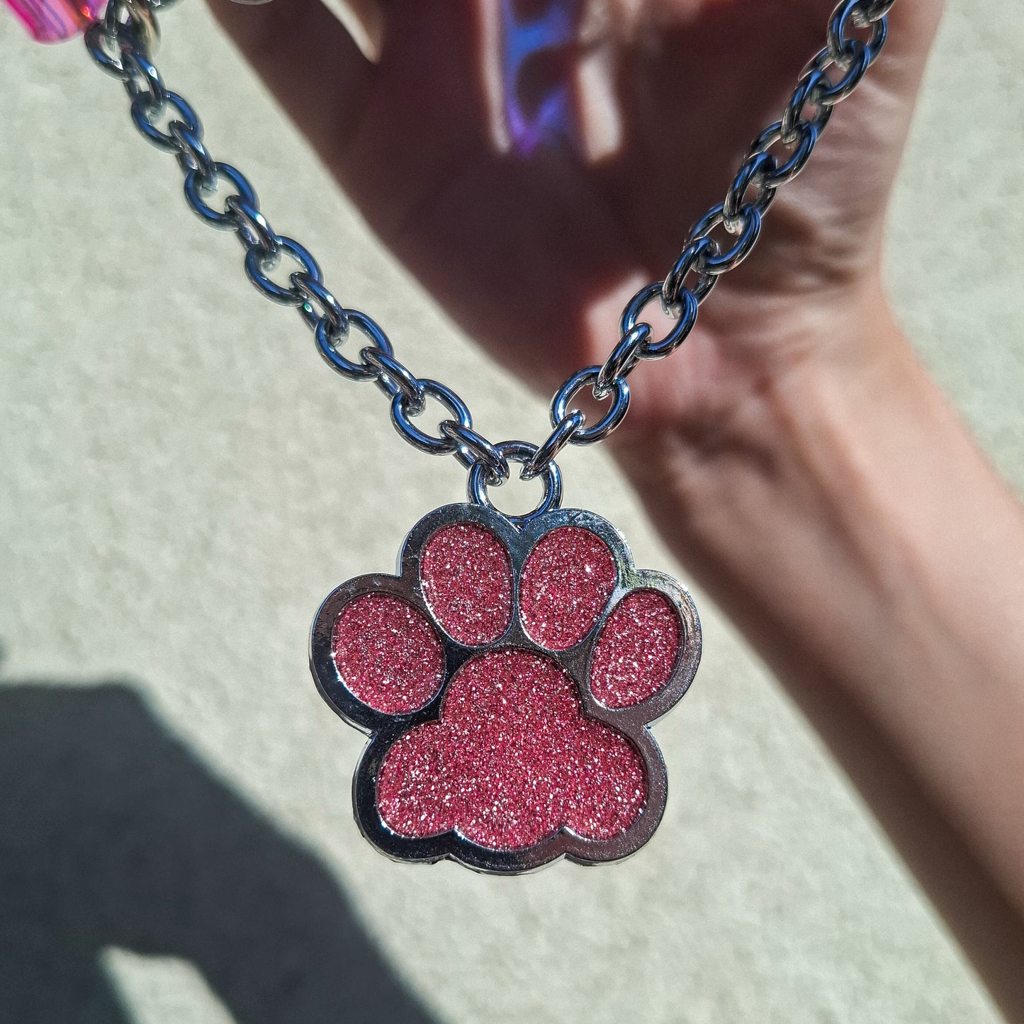 Pink Spiked Martingale Chain Collar Choker