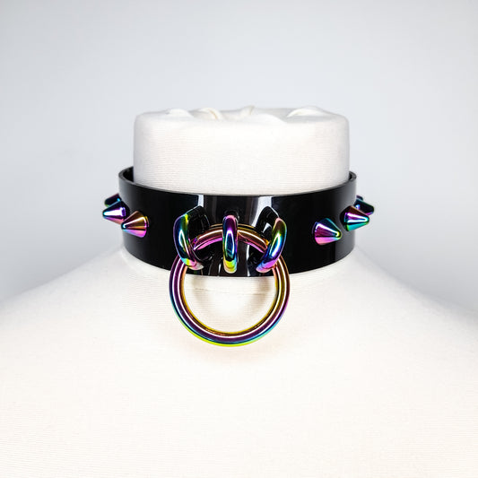 Luna Spiked Rainbow Ring-Halsband